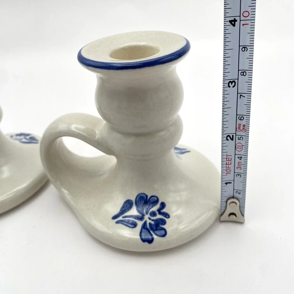 Pfaltzgraff Yorktowne 2 Taper Candlestick Holders Handles 3.5
